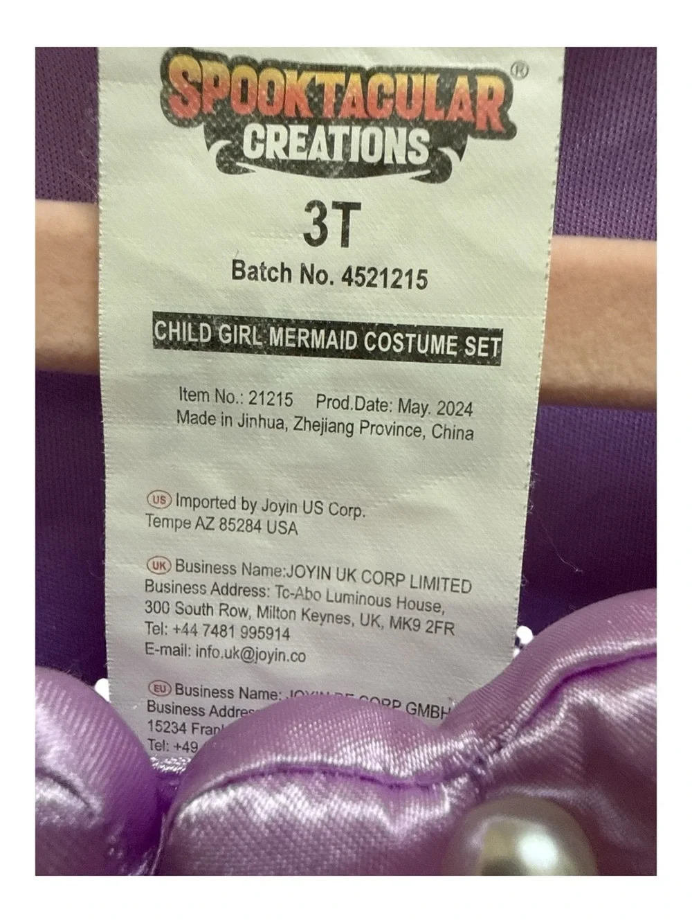 JerrisApparel Girls Princess Mermaid Costume Dress Up Purple Teal Size 3T